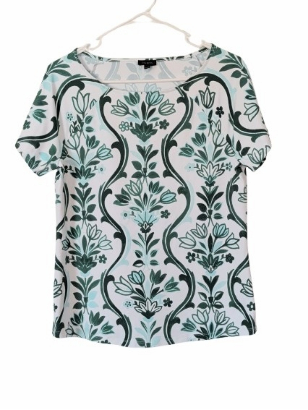 Talbots Green White Nylon Stretch Tee Medium